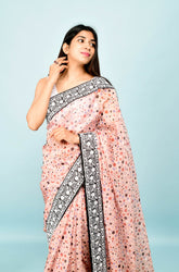 Trendy Dot Printed Soft Silk Peach Saree